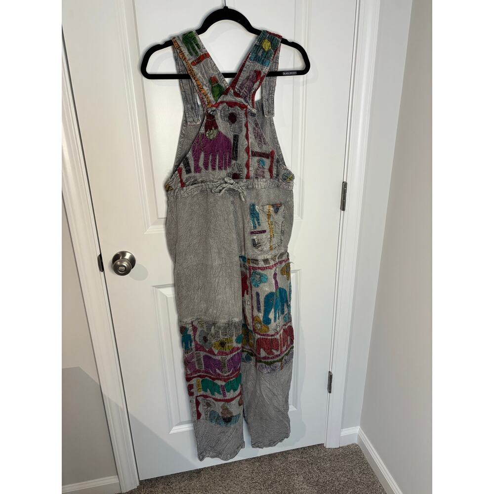 Sacred Threads Elephant Patchwork Cotton Overalls… - image 3